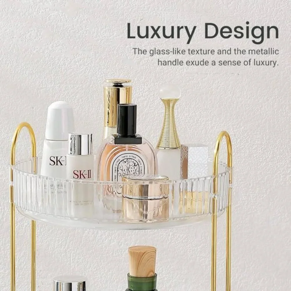 New Rotating Makeup Organizer, 3-Tier Clear Vanity & Skincare Storage - White